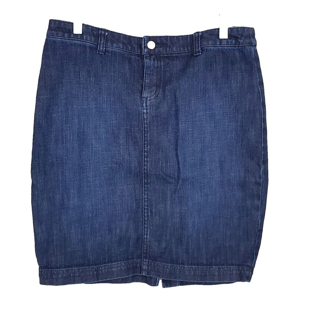 Lilly Pulitzer Skirt 6 Dark Wash Blue Jean Knee Length 2 Pockets Slit